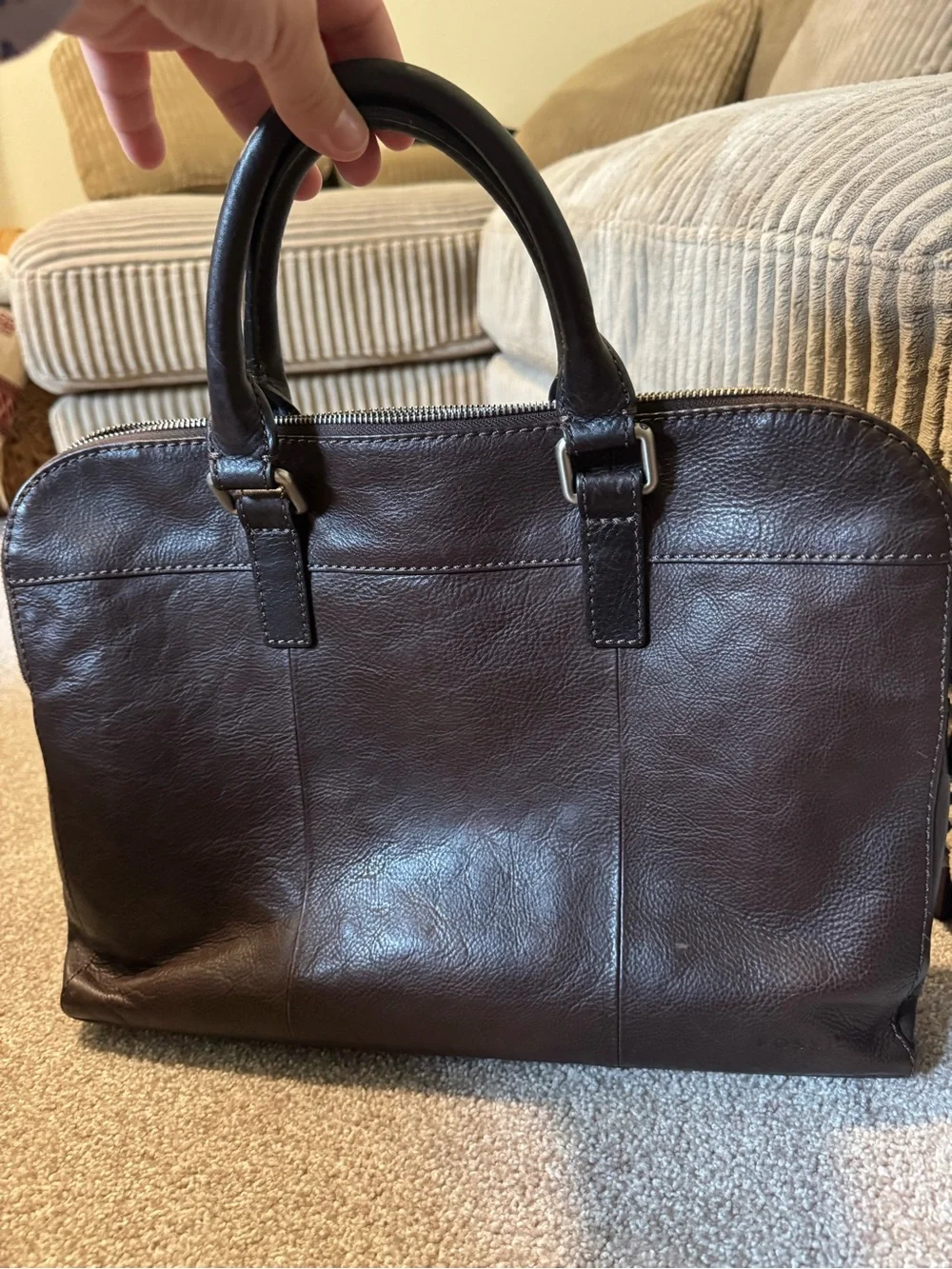 Fossil Dark Brown Leather Briefcase Tote